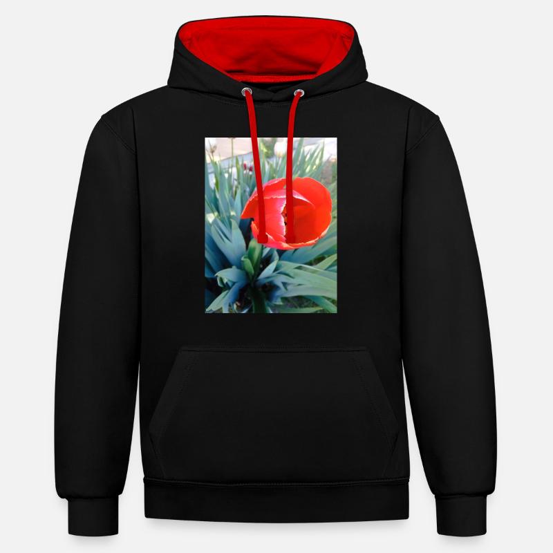Mon design - Sweat à capuche contrasté - noir/rouge