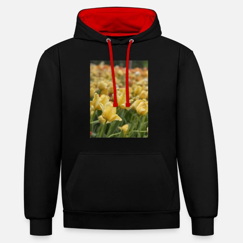 Tulipe Jaune mer - Sweat à capuche contrasté - noir/rouge