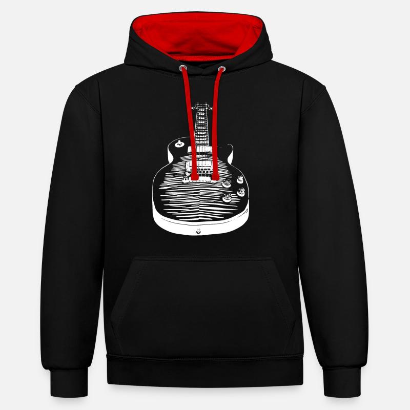 Guitare - Les Paul - Sweat à capuche contrasté - noir/rouge