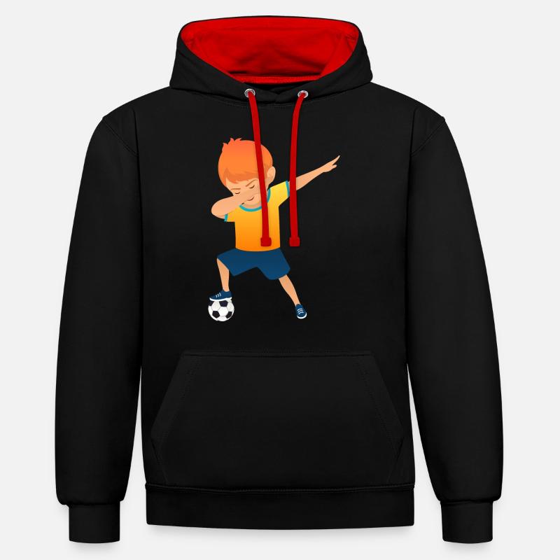 Soccer Boy Dab Dance - Sweat à capuche contrasté - noir/rouge