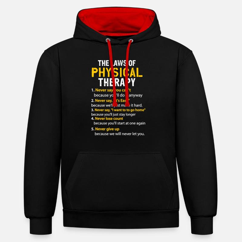 T-shirts de physiothérapie - Sweat à capuche contrasté - noir/rouge