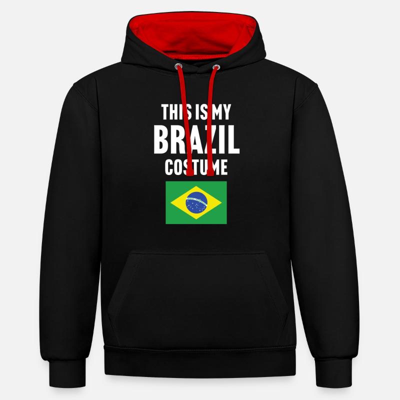 C’est mon costume du Brésil - Sweat à capuche contrasté - noir/rouge