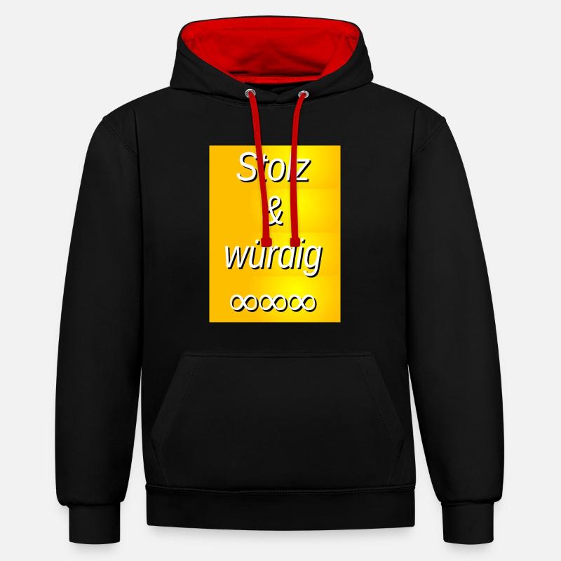 Impression dorée fière et digne - Sweat à capuche contrasté - noir/rouge