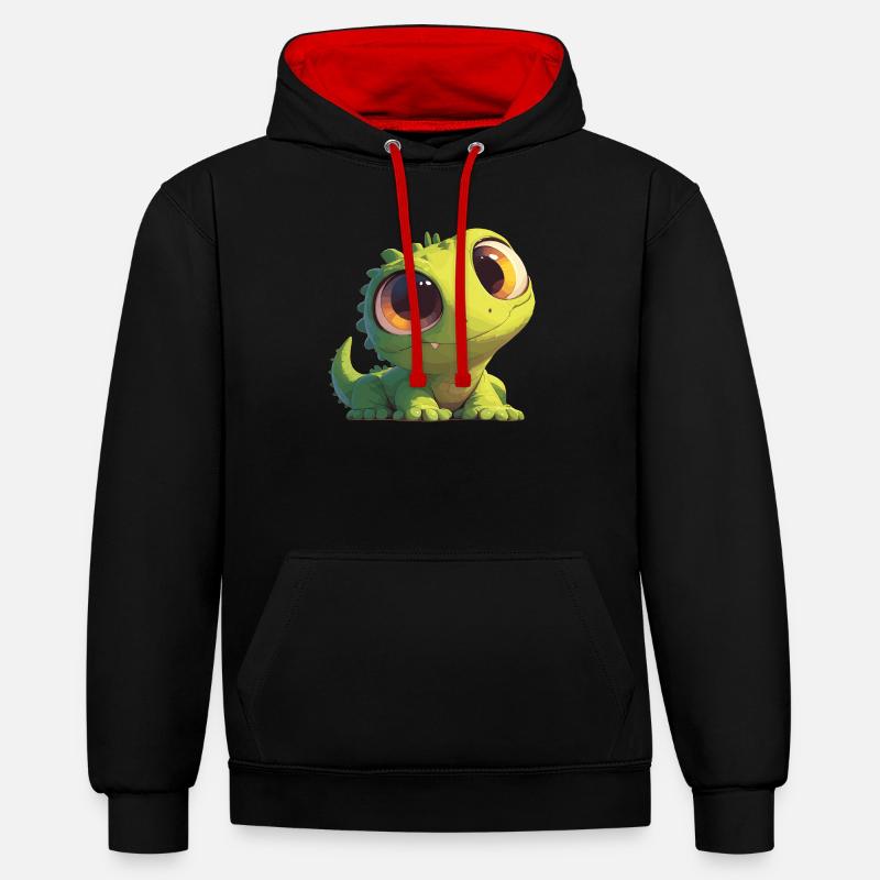 Eidechsen Eidechse - Kontrast-Hoodie - Schwarz/Rot