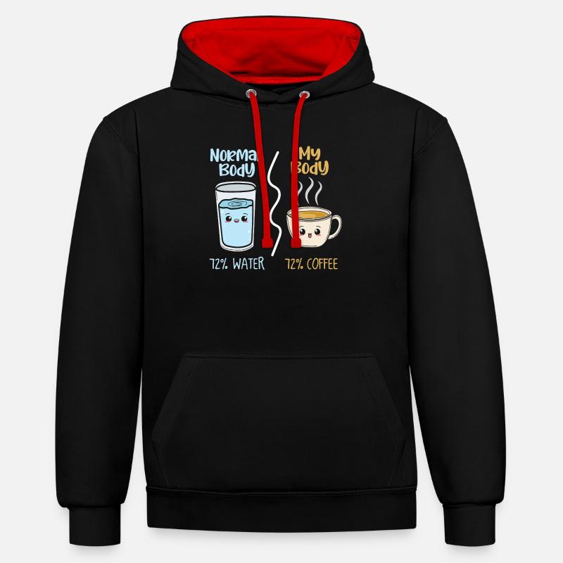Café vs eau 72 % - Sweat à capuche contrasté - noir/rouge