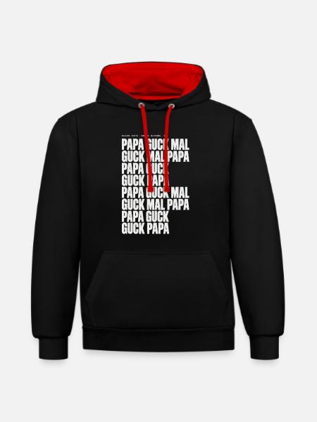 Papa Guck Mal Großbuchstaben Collage - Kontrast-Hoodie - Schwarz/Rot