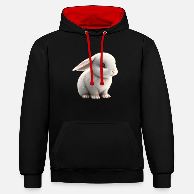 Bébé lapin - Sweat à capuche contrasté - noir/rouge
