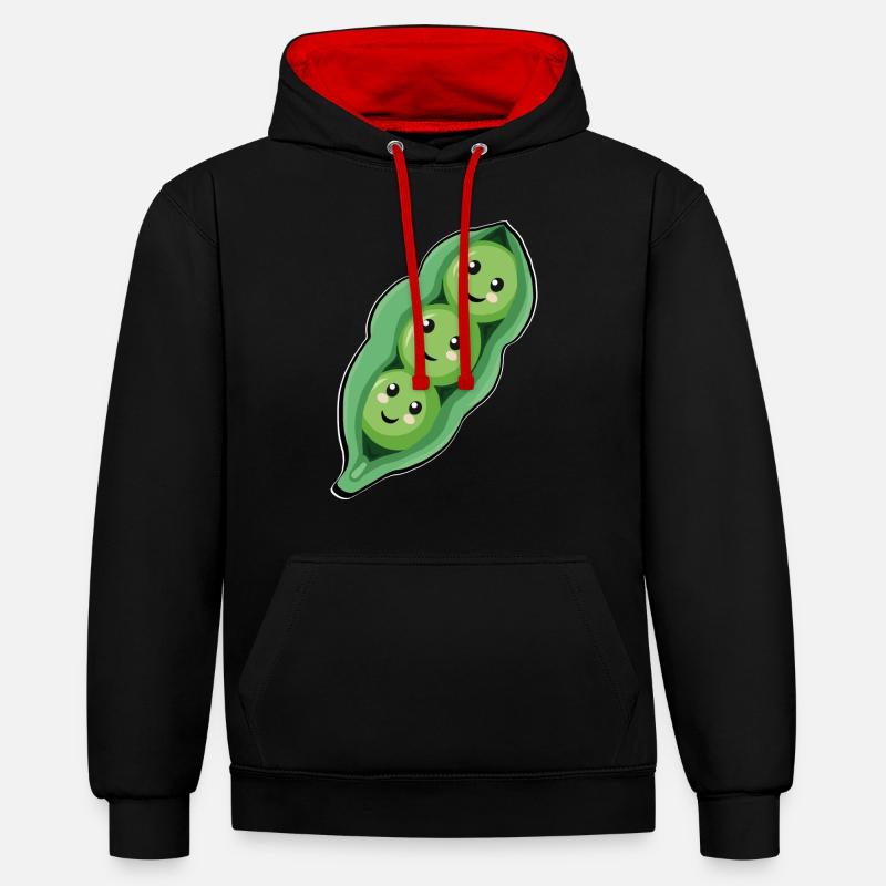 Edamame - Sweat à capuche contrasté - noir/rouge