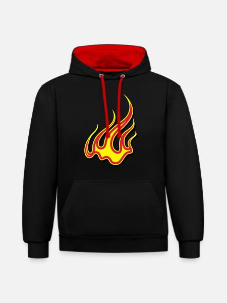 Fire flames art - Contrast hoodie - black/red