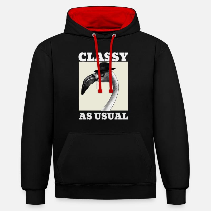 Chic comme d’habitude Flamingo - Sweat à capuche contrasté - noir/rouge
