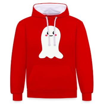 Fantôme - Sweat à capuche contrasté - rouge/blanc - Devant - Liana (172cm) & Jaron (178cm)