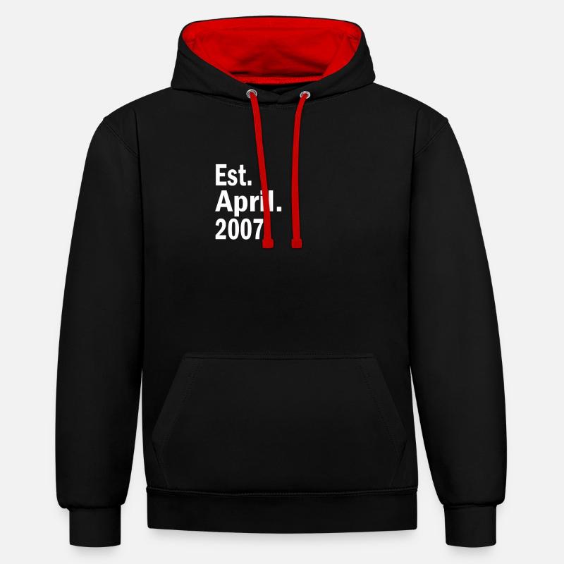 Est Avril 2007 - Sweat à capuche contrasté - noir/rouge