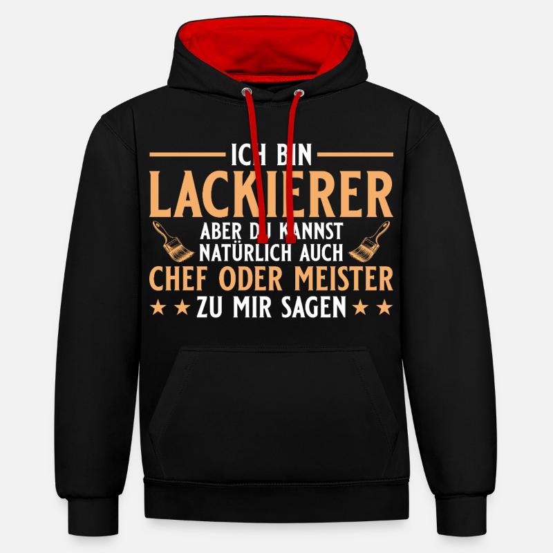 Maler Handwerker Chef oder Meister - Lackierer - Kontrast-Hoodie - Schwarz/Rot