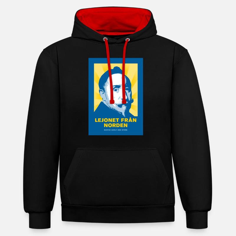 Le lion du nord - Sweat à capuche contrasté - noir/rouge