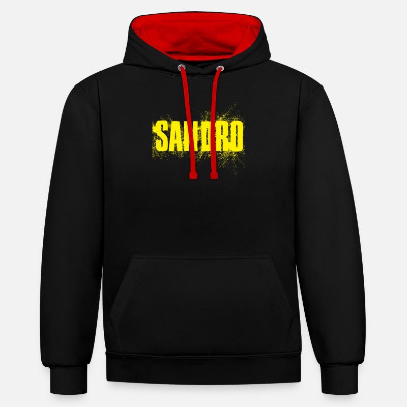 Sandro - Sweat à capuche contrasté - noir/rouge