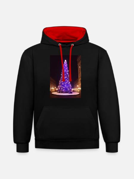 Purple Christmas Tree - Contrast hoodie - black/red