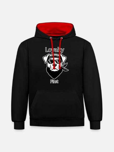 Gangster Dog - Loyalty First Design - Contrast hoodie - black/red