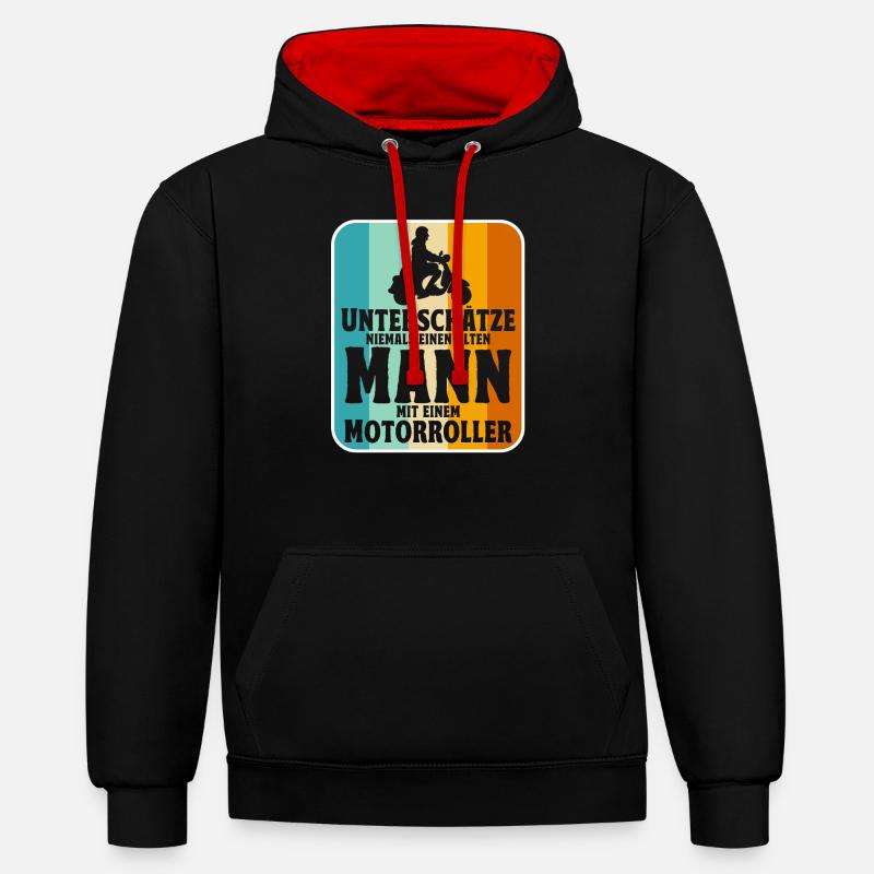 Rollerfahrer Geschenke Motorroller Scooter - Kontrast-Hoodie - Schwarz/Rot