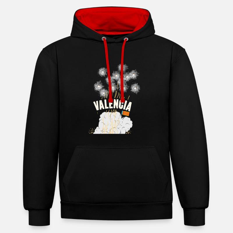 Fallas de Valencia Pyro - Sweat à capuche contrasté - noir/rouge