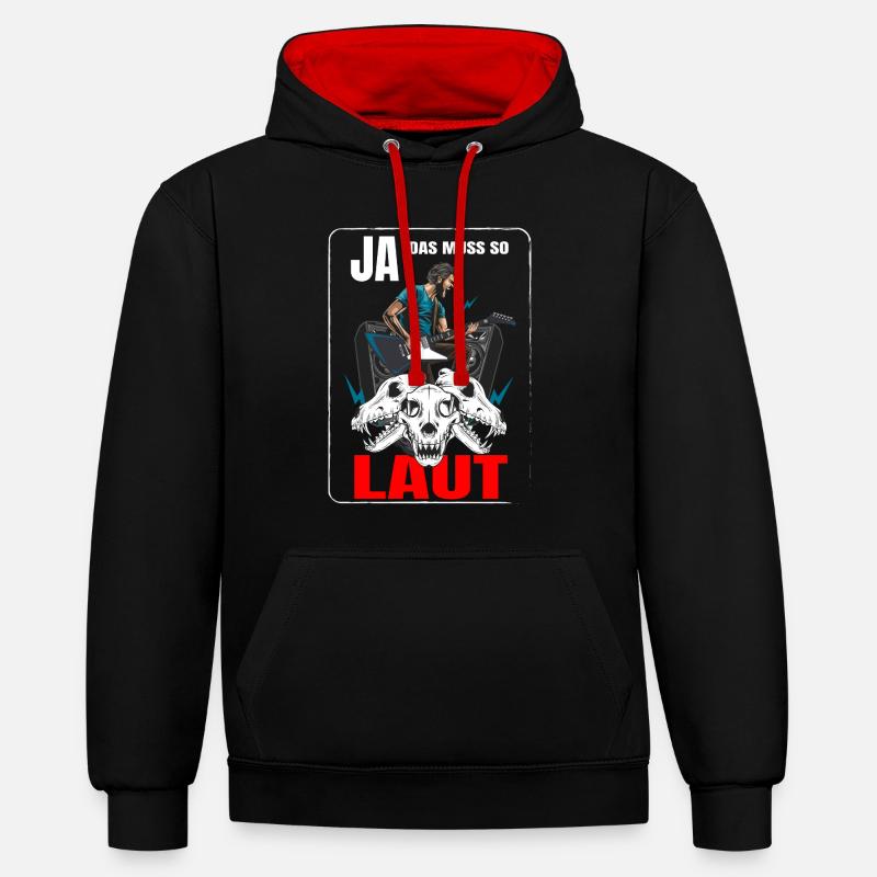 Ja das muss so Laut - Sweat à capuche contrasté - noir/rouge