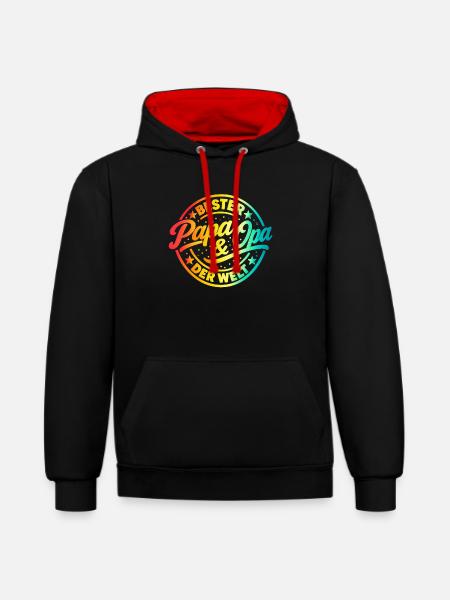 Bester Papa und Opa der Welt - Kontrast-Hoodie - Schwarz/Rot