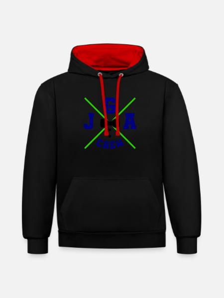 jga crew - Kontrast-Hoodie - Schwarz/Rot