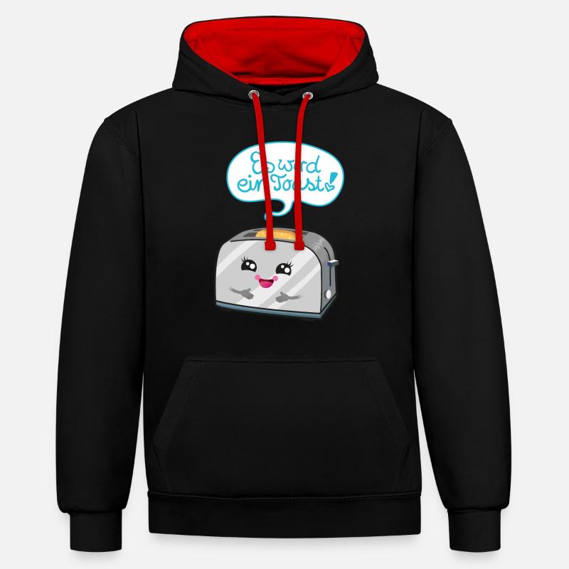 Es wird ein Toast! - Kontrast-Hoodie - Schwarz/Rot