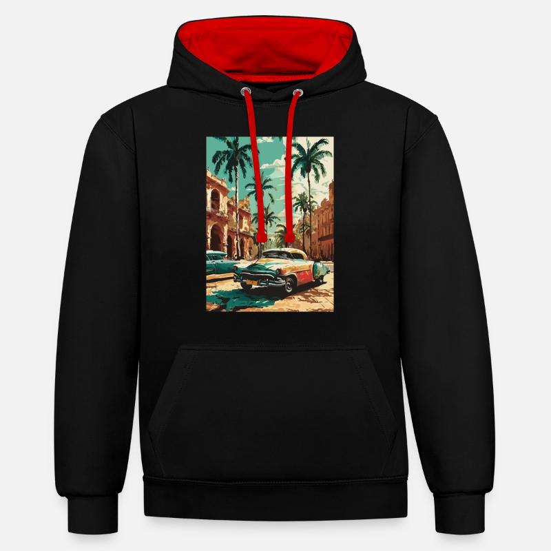 Splendeur des Caraïbes - Sweat à capuche contrasté - noir/rouge
