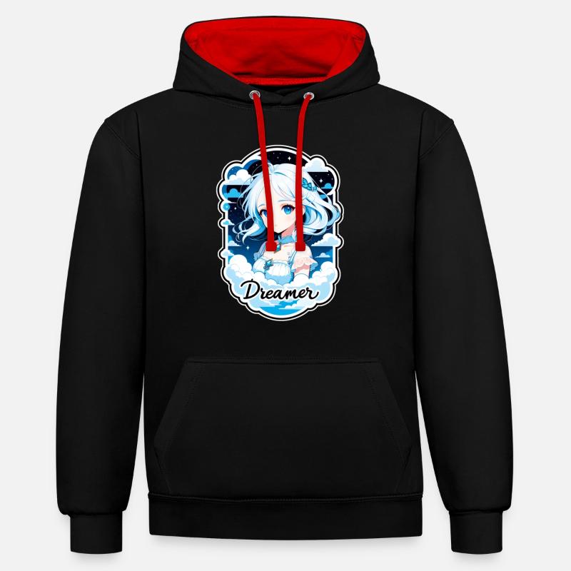 Träumer - Träumer - Träumer - Traum - Träumerei - Kontrast-Hoodie - Schwarz/Rot