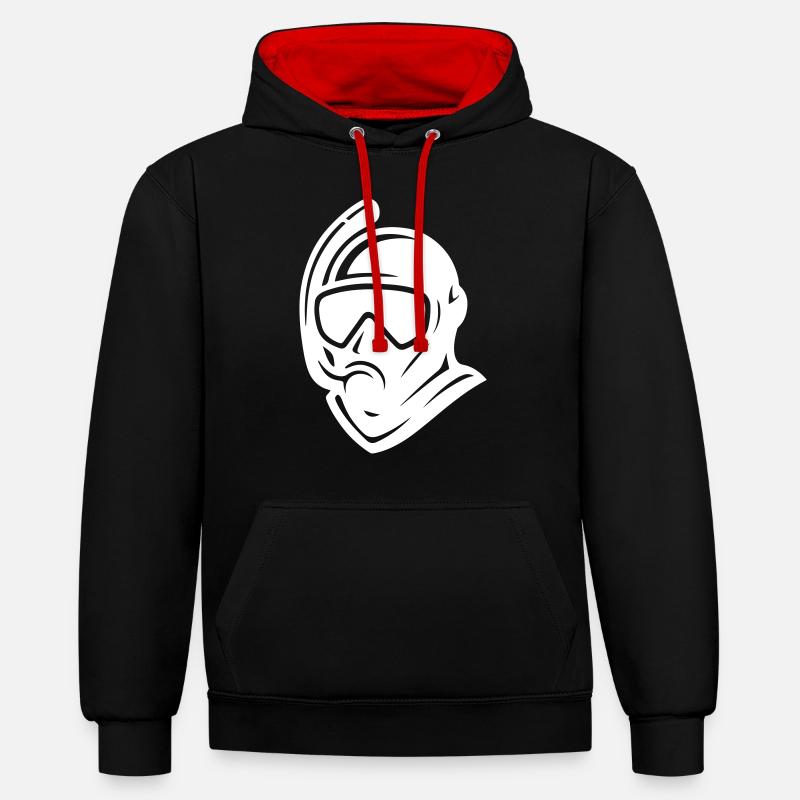 Plongeur Snorkel Plongée - Sweat à capuche contrasté - noir/rouge