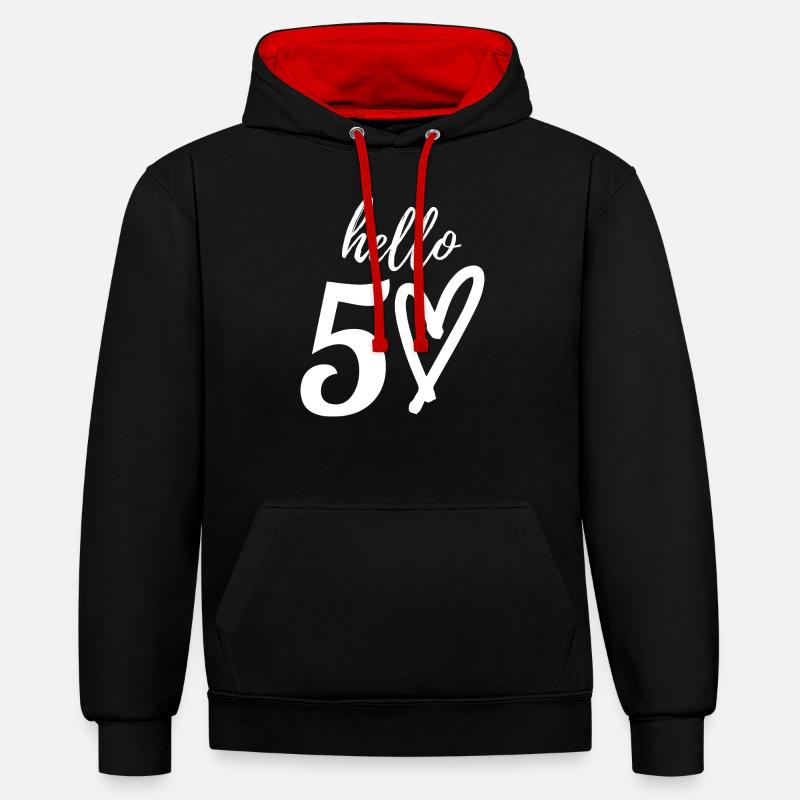 50e anniversaire - Sweat à capuche contrasté - noir/rouge