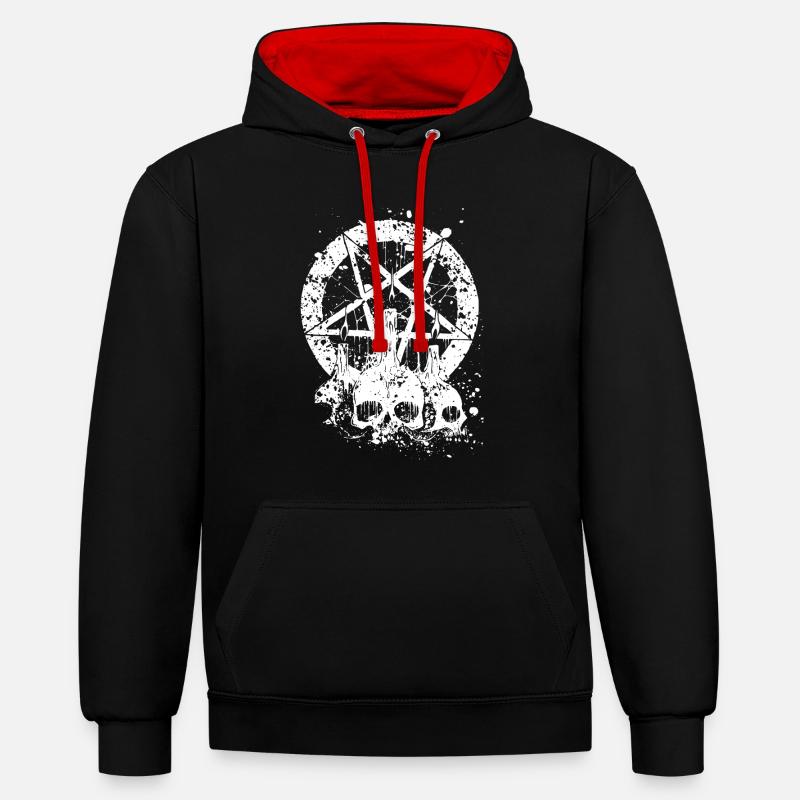Gothique Skull - Sweat à capuche contrasté - noir/rouge