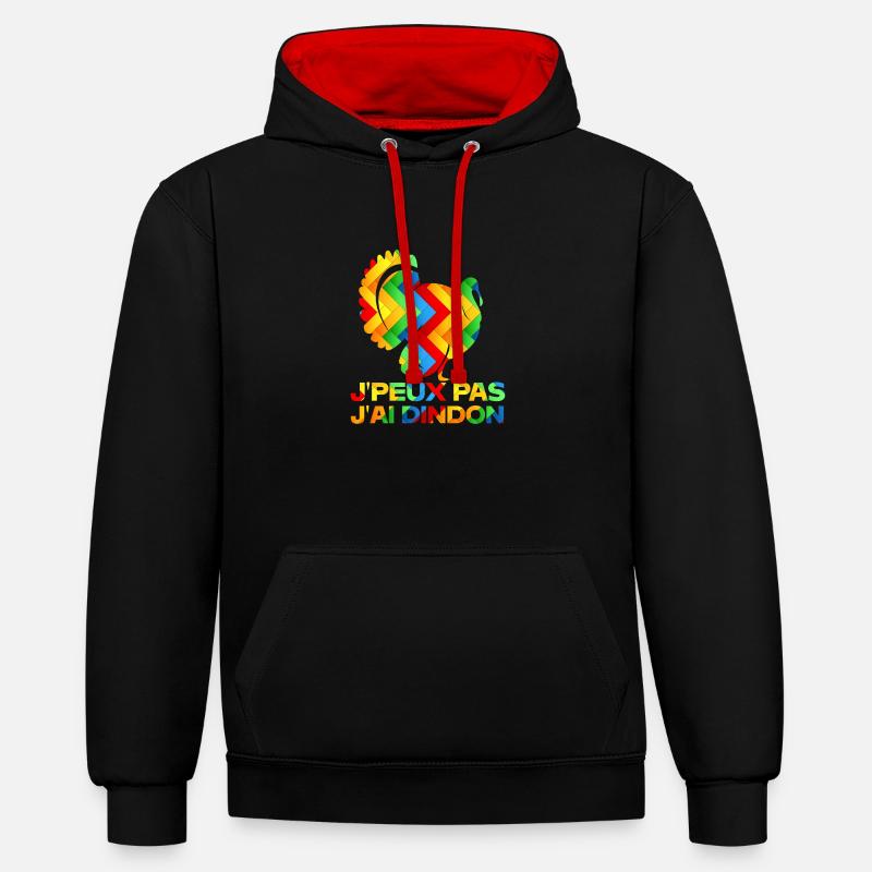 j'peux pas j'ai dindon - Sweat à capuche contrasté - noir/rouge