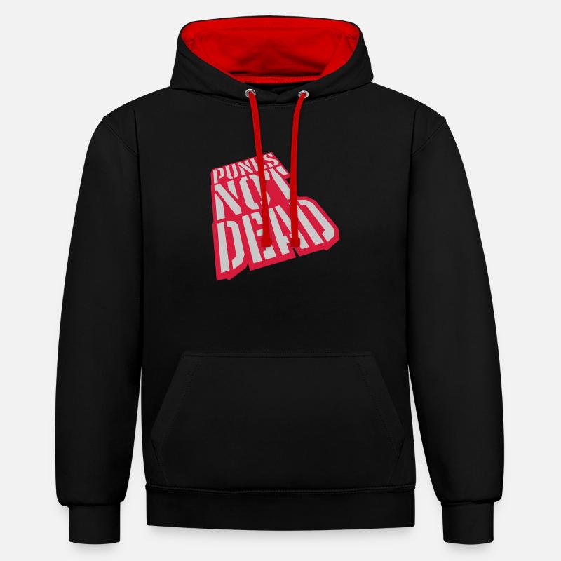 punks not dead Zitat - Kontrast-Hoodie - Schwarz/Rot