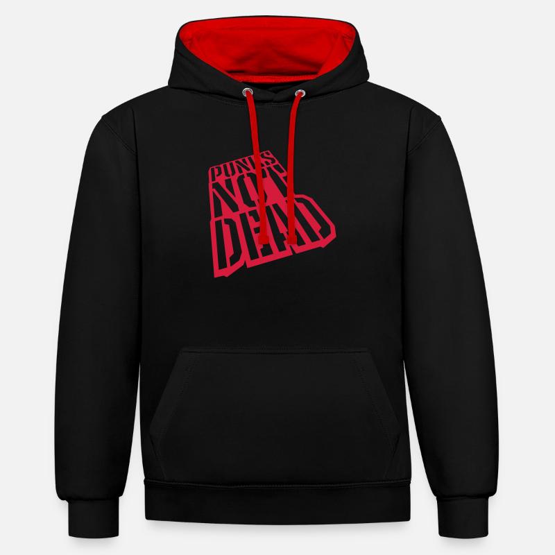Zitat punks not dead - Kontrast-Hoodie - Schwarz/Rot
