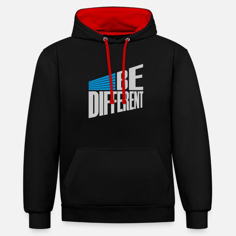 Soyez différent Logo Design - Sweat à capuche contrasté - noir/rouge