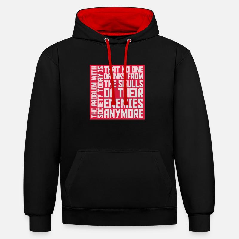 boissons de crânes ennemis - Sweat à capuche contrasté - noir/rouge