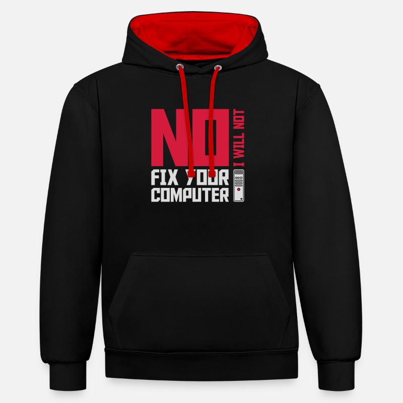 not fix your computer - Kontrast-Hoodie - Schwarz/Rot