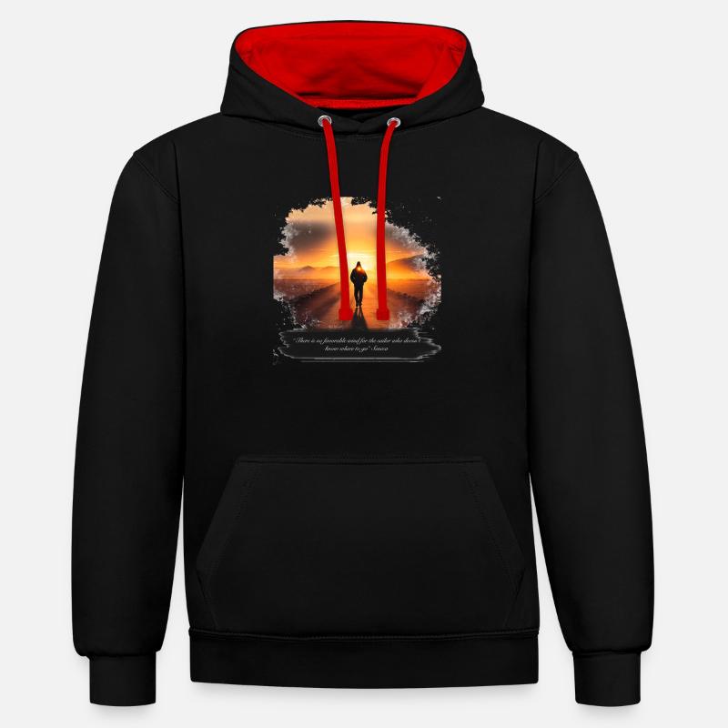 image2 - Sweat à capuche contrasté - noir/rouge