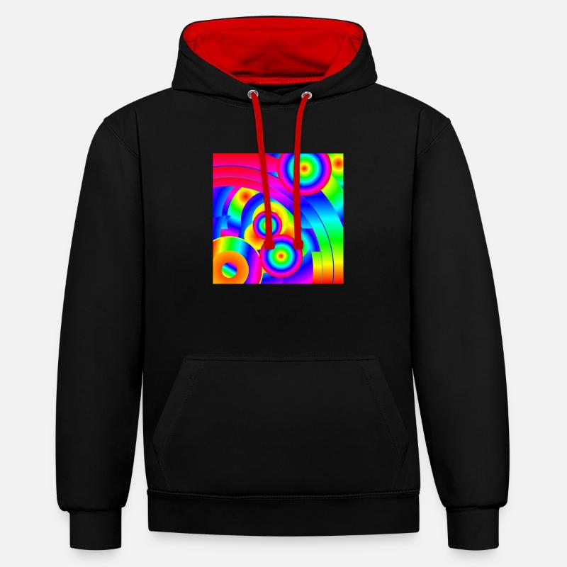 Comète abstraite - Sweat à capuche contrasté - noir/rouge