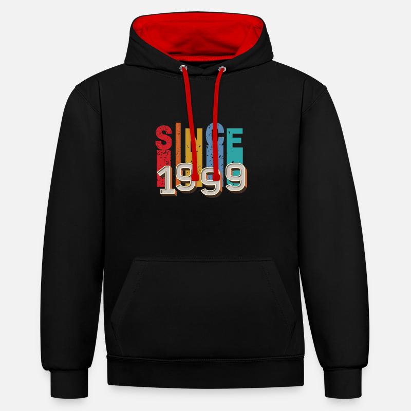 Since 1999 retro - Sweat à capuche contrasté - noir/rouge