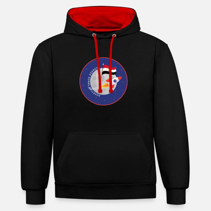 Agence spatiale égyptienne - Sweat à capuche contrasté - noir/rouge