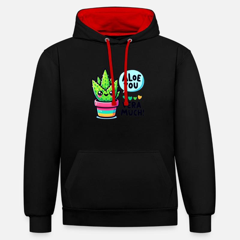 Aloe vous vera beaucoup - Sweat à capuche contrasté - noir/rouge