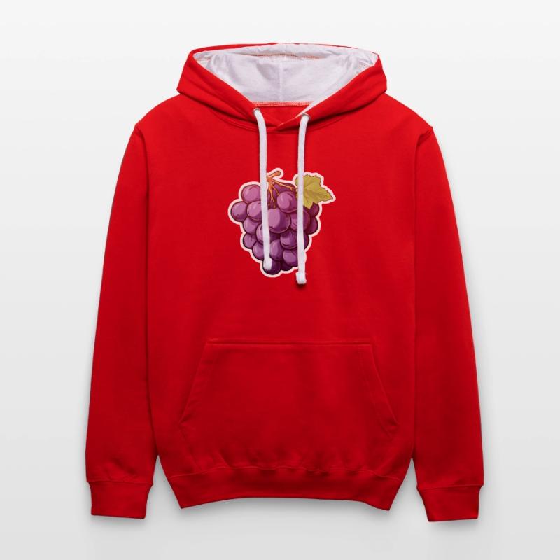 Weintraube oder dunkle Rebe Kontrast-Hoodie