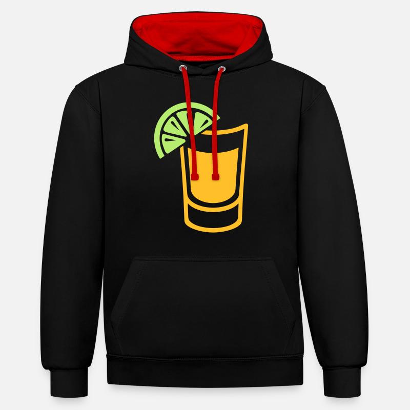Tequila - Kontrast-Hoodie - Schwarz/Rot