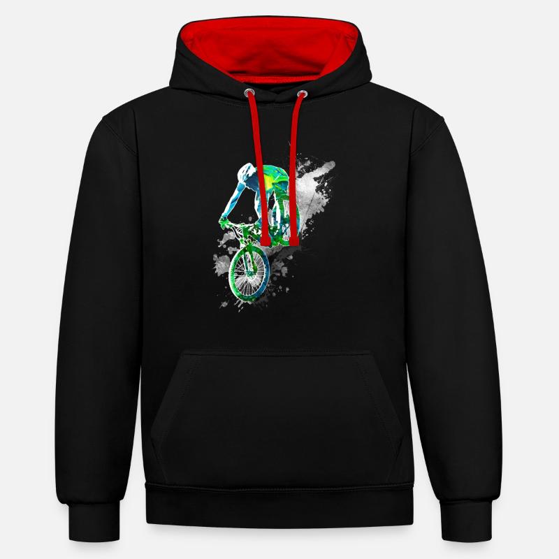 Downhill action - Sweat à capuche contrasté - noir/rouge