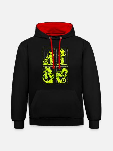 MTB | Mountainbike | Mountainbiken | Mountainbiker - Kontrast-Hoodie - Schwarz/Rot