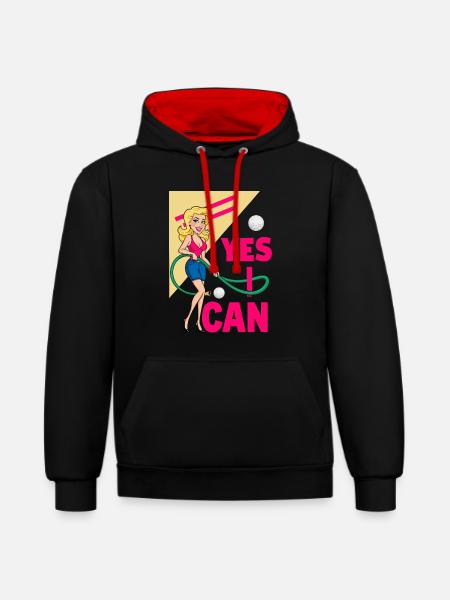 Golfball und Gartenschlauch saugen - Kontrast-Hoodie - Schwarz/Rot