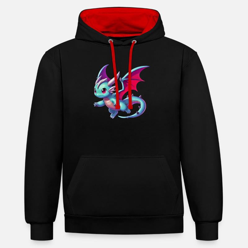 Dragon - Sweat à capuche contrasté - noir/rouge