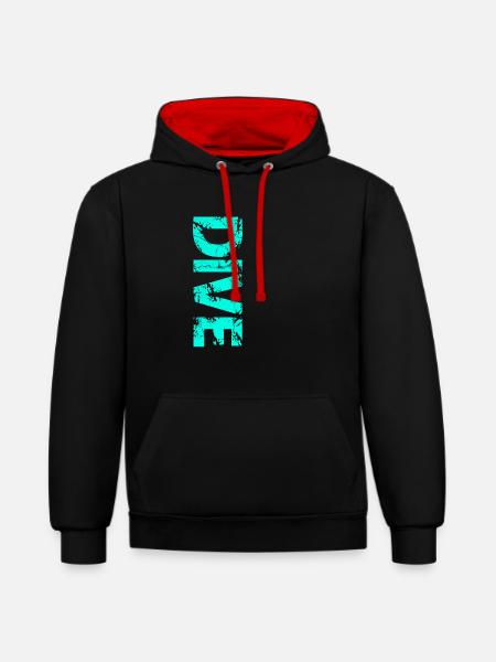 Plongée - Sweat à capuche contrasté - noir/rouge